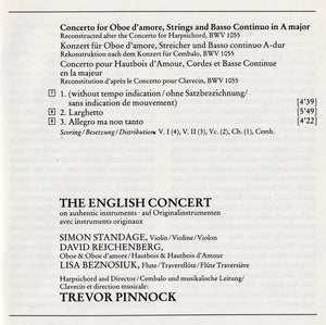 J.S. Bach* / Simon Standage, David Reichenberg, Lisa Beznosiuk, The English Concert, Trevor Pinnock : 3 Concerti (CD)