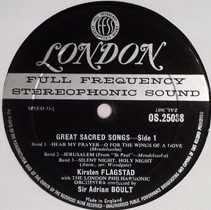 Kirsten Flagstad With The London Philharmonic Orchestra* Conducted By Sir Adrian Boult : Great Sacred Songs (LP, Album)