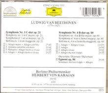Laden Sie das Bild in den Galerie-Viewer, Ludwig van Beethoven / Herbert von Karajan / Berliner Philharmoniker : Symphonien Nr. 1 &amp; 4 / Ouvertüre &quot;Egmont&quot; (CD, Comp, RM)
