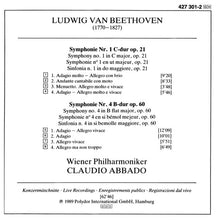 Load image into Gallery viewer, Ludwig van Beethoven, Wiener Philharmoniker, Claudio Abbado : Symphonien Nos. 1 &amp; 4 (CD, Album)
