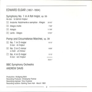 Elgar* - BBC Symphony Orchestra, Andrew Davis : Symphony No.1 - Pomp And Circumstance Marches 1, 3 & 4 (CD, Album)