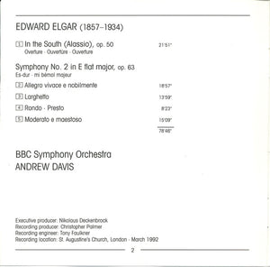 Elgar* - BBC Symphony Orchestra, Andrew Davis : Symphony No. 2 - In The South Op. 50 (CD, Album)