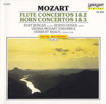 Laden Sie das Bild in den Galerie-Viewer, Mozart*, Kurt Berger, Bernd Heiser, Vienna Mozart Ensemble* : Flute Concertos 1&amp;2, Horn Concertos 1&amp;3 (CD, Comp)
