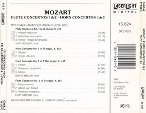 Mozart*, Kurt Berger, Bernd Heiser, Vienna Mozart Ensemble* : Flute Concertos 1&2, Horn Concertos 1&3 (CD, Comp)