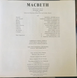 Giuseppe Verdi - Sherrill Milnes, Fiorenza Cossotto, José Carreras, Ruggero Raimondi, Riccardo Muti, The Ambrosian Opera Chorus : Macbeth (3xLP)