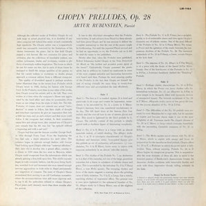 Arthur Rubinstein : Chopin Preludes Op. 28 (LP, Album, Mono, RE, Ind)