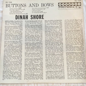 Dinah Shore : Buttons And Bows (LP, Album, Mono)