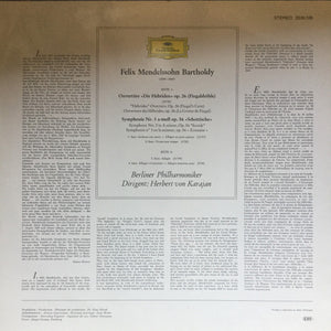 Mendelssohn Bartholdy* - Berliner Philharmoniker • Herbert von Karajan : Symphonie Nr. 3 »Schottische« / Hebriden-Ouvertüre (LP, RP)