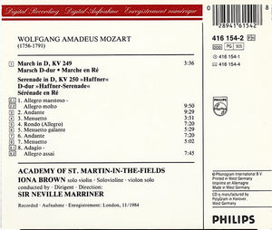 Mozart*, Iona Brown, The Academy Of St. Martin-in-the-Fields, Neville Marriner* : Serenade KV250 Haffner (CD, Album)