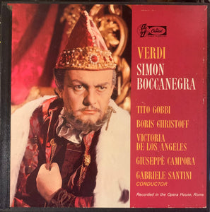 Giuseppe Verdi, Gabriele Santini (2), Tito Gobbi, Boris Christoff, Victoria De Los Angeles, Giuseppe Campora : Simon Boccanegra (3xLP, Album, Mono + Box)