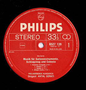 Bartók* - Philharmonia Hungarica, Antal Dorati : Musique Pour Cordes, Percussion Et Célesta / Suite De Danses (LP, Album, RE)