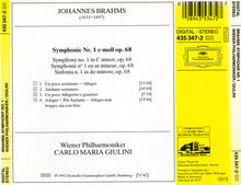 Charger l&#39;image dans la galerie, Brahms* - Wiener Philharmoniker, Carlo Maria Giulini : Symphonie No.1 (CD, Album)
