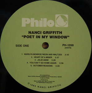 Nanci Griffith : Poet In My Window (LP, Album, RE)