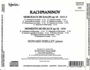 Rachmaninov* - Howard Shelley : Morceaux de Salon, op 16 • Moments Musicaux, op 10 (CD, Album, Emp)