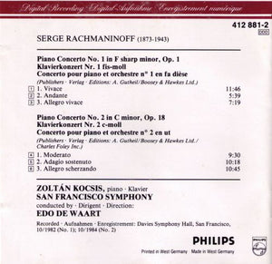 Rachmaninoff* - Zoltán Kocsis, San Francisco Symphony, Edo De Waart : Piano Concertos 1 & 2 (CD, Comp)