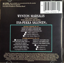 Load image into Gallery viewer, Wynton Marsalis, Tomasi*, Jolivet*, Philharmonia Orchestra, Esa-Pekka Salonen : Concerto For Trumpet And Orchestra / Concerto No. 2 For Trumpet - Concertino For Trumpet, String Orchestra And Piano (CD)
