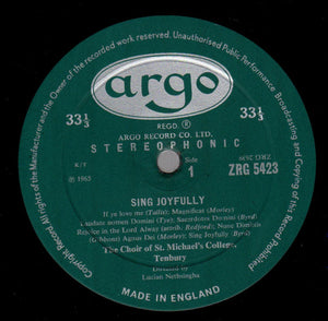 The Choir Of St Michael's College, Tenbury Directed By Lucian Nethsingha : Sing Joyfully (LP)