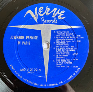 Josephine Premice : In Paris (LP, Album, Mono)