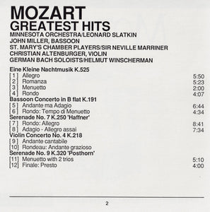 Wolfgang Amadeus Mozart : Mozart Greatest Hits (CD, Comp)