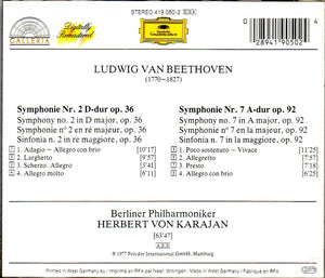 Ludwig van Beethoven / Berlin Philharmonic Orchestra* / Herbert von Karajan : Symphonies Nos. 2 & 7 (CD, Comp, RM, PDO)