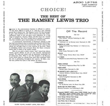 Laden Sie das Bild in den Galerie-Viewer, The Ramsey Lewis Trio : Choice!: The Best Of The Ramsey Lewis Trio (LP, Comp, Mono)
