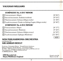 Charger l&#39;image dans la galerie, Vaughan Williams*, Sir Adrian Boult, New Philharmonia Orchestra : Symphony No.4 In F Minor - Symphony No.6 In E Minor* (CD, Comp)
