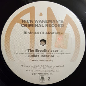 Rick Wakeman : Rick Wakeman's Criminal Record (LP, Album, Foo)