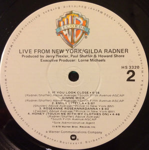 Gilda Radner : Live From New York (LP, Album, Win)