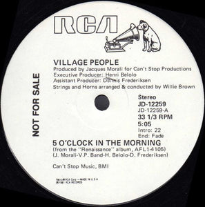 Village People : 5 O'Clock In The Morning (12", Promo)