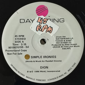 Dion (3) : Velvet & Steel (12", Single, Promo)