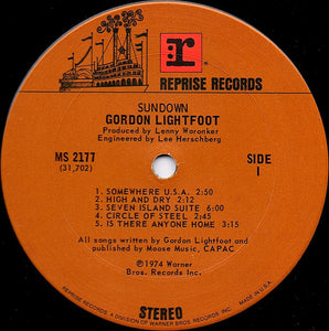 Gordon Lightfoot : Sundown (LP, Album, San)