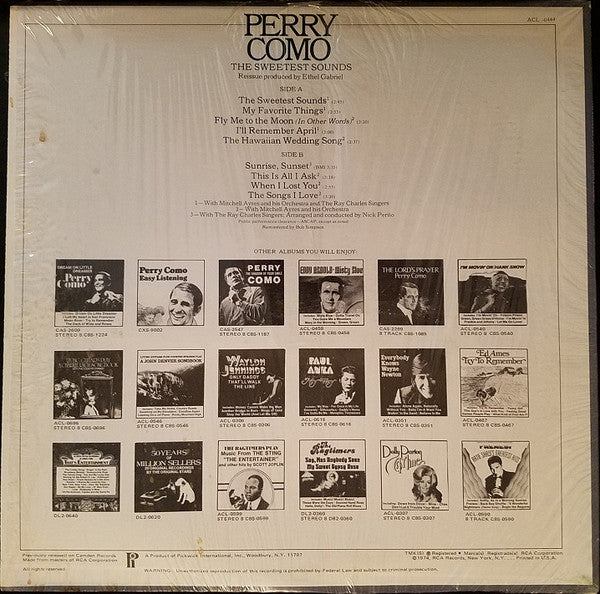 Buy Perry Como : The Sweetest Sounds (LP, Album, RE, RM) Online for a ...