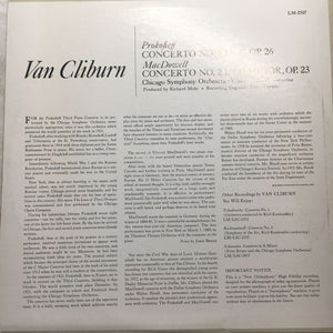 Van Cliburn, Chicago Symphony Orchestra, Walter Hendl, Prokofieff* / MacDowell* : Concerto No. 3 / Concerto No. 2 (LP, Mono)