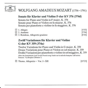 Mozart*, Itzhak Perlman, Daniel Barenboim : Sonaten Für Klavier Und Violine = Sonatas For Piano And Violin KV 376 & KV 377 • 12 Variationen KV 359 • 6 Variationen KV 360 (CD)