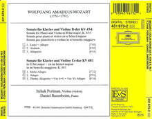 Charger l&#39;image dans la galerie, Mozart*, Itzhak Perlman ∙ Daniel Barenboim : Sonaten Für Klavier Und Violine (Sonatas For Piano And Violin K.454 &amp; K.481) (CD)
