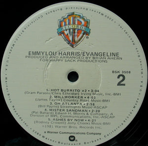 Emmylou Harris : Evangeline (LP, Album, Jac)