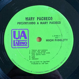 Mary Pacheco : Presentando A Mary Pacheco (LP, Album, Mono)