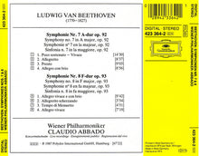 Charger l&#39;image dans la galerie, Ludwig van Beethoven, Wiener Philharmoniker, Claudio Abbado : Symphonien Nos. 7 &amp; 8 (CD, Album, PDO)
