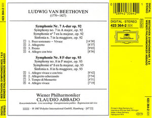 Ludwig van Beethoven, Wiener Philharmoniker, Claudio Abbado : Symphonien Nos. 7 & 8 (CD, Album, PDO)