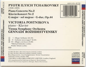 Tchaikovsky*, Victoria Postnikova, Vienna Symphony Orchestra*, Gennadi Rozhdestvensky : Piano Concerto No. 2 (CD, Album)