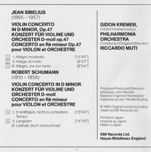 Charger l&#39;image dans la galerie, Gidon Kremer, Riccardo Muti, Philharmonia Orchestra / Sibelius* &amp; Schumann* : Violin Concertos (CD, Album)
