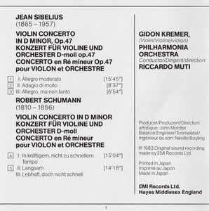 Gidon Kremer, Riccardo Muti, Philharmonia Orchestra / Sibelius* & Schumann* : Violin Concertos (CD, Album)