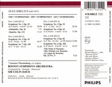 Laden Sie das Bild in den Galerie-Viewer, Sibelius*, Boston Symphony Orchestra, Sir Colin Davis : The 7 Symphonies = Sämtliche Symphonien = Les 7 Symphonies, «Finlandia», «The Swan Of Tuonela», «Tapiola» (4xCD, Comp, RE, RM + Box, RE)
