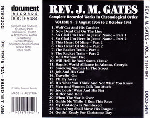 Rev. J. M. Gates : Complete Recorded Works In Chronological Order Volume 9 (August 1934 To October 1941) (CD, Comp)