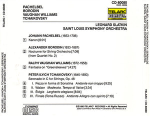 Pachelbel*, Tchaikovsky*, Vaughan Williams*, Borodin*, Leonard Slatkin, Saint Louis Symphony Orchestra : Kanon • Serenade • Fantasia On Greensleeves • Nocturne (CD, Album)