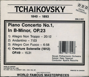 Tchaikovsky* - Slovak Philharmonic Orchestra, Peter Topercer*, Bystrick Rezucha* : Piano Concert No. 1 In B-Minor, Op. 23 - 1812 Overture, Op. 49 (CD, Album, RE)