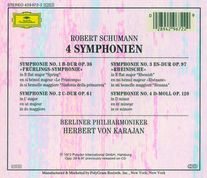 Schumann* - Berliner Philharmoniker, Karajan* : 4 Symphonien (2xCD, Comp, RE + Box, Sli)
