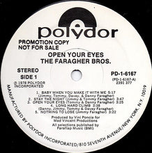 Load image into Gallery viewer, The Faragher Bros.* : Open Your Eyes (LP, Album, Promo, Mon)
