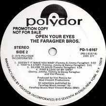 Load image into Gallery viewer, The Faragher Bros.* : Open Your Eyes (LP, Album, Promo, Mon)
