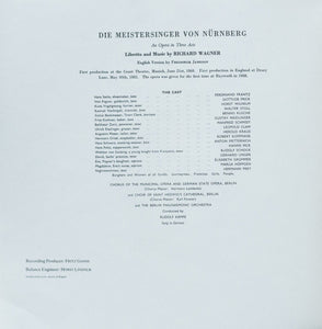 Richard Wagner - Ferdinand Frantz, Gottlob Frick, Benno Kusche, Rudolf Schock, Elisabeth Grümmer, Gerhard Unger, Marga Höffgen, Gustav Neidlinger - Berlin Philharmonic Orchestra*, Rudolf Kempe : Die Meistersinger Von Nürnberg (5xLP, Mono + Box)